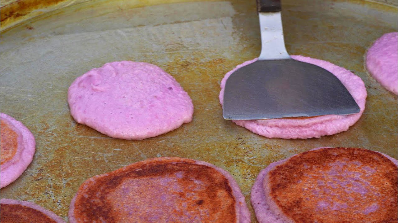 Q軟養生紫山藥煎餅-台灣街頭美食-精誠夜市/Purple Common Yam Pancakes-Taiwanese Street Food-Taiwan Food