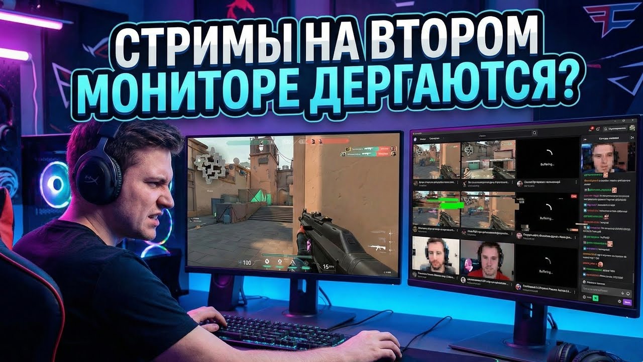 Стрим на втором мониторе дёргается, подвисает и стробит, что делать