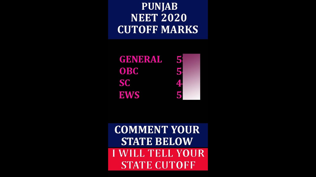 STATE WISE NEET 2020 CUTOFF MARKS | PUNJAB CUTOFF | BY BEING HELPER