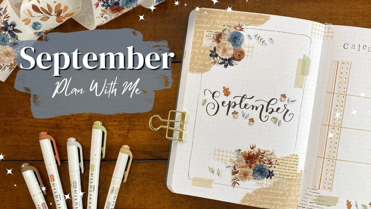 PLAN WITH ME!🍄| September Bullet Journal Set Up | Cozy Fall Doodles🍁