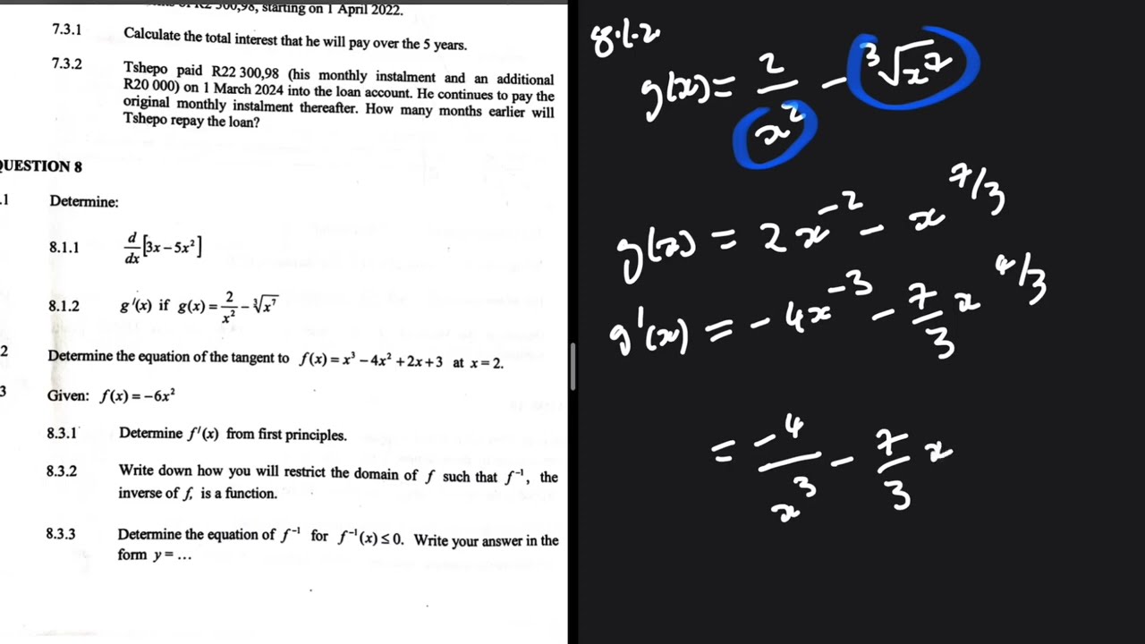 Calculus Power Rule  Grade 12 Final Exam 2024