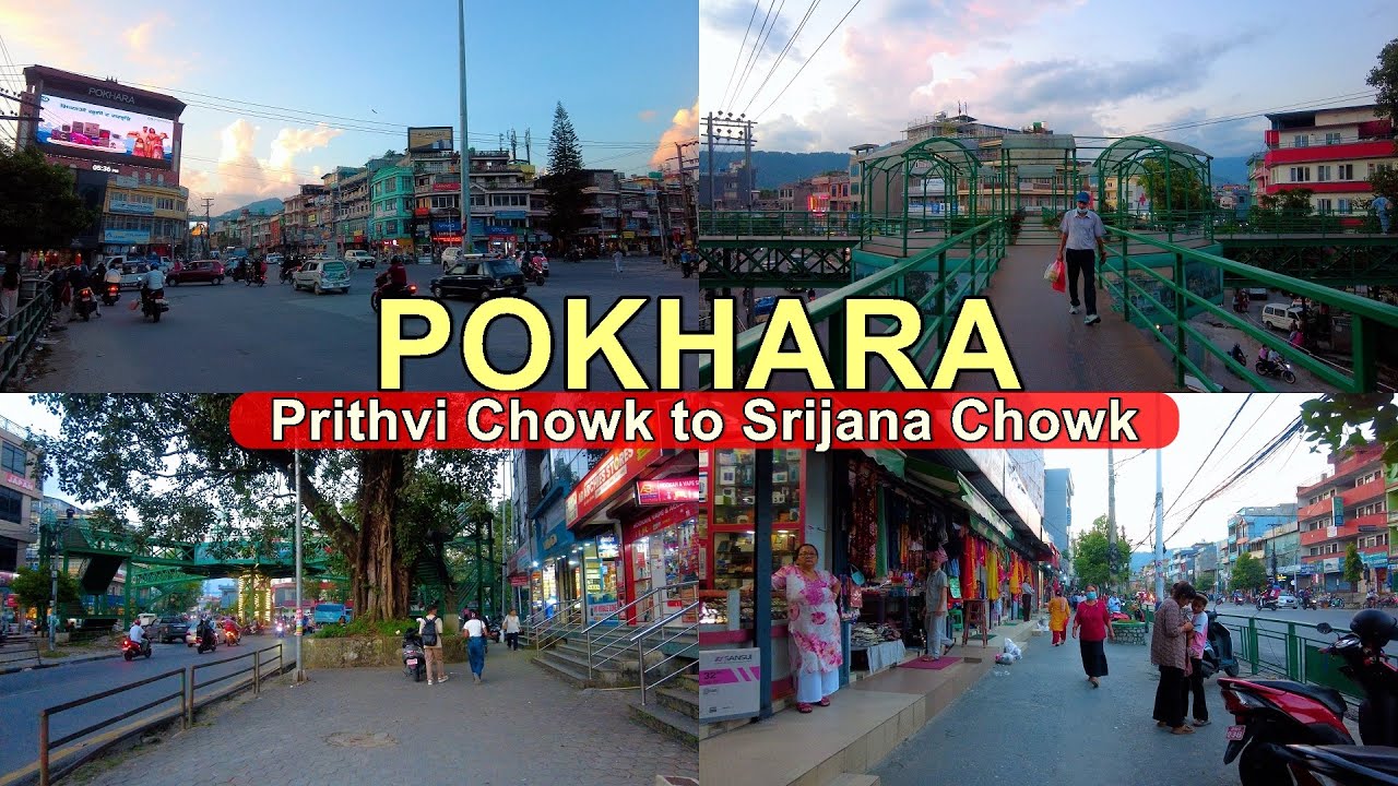 Pokhara's Popular Landmark Sunset City Strolls Prithvi Chowk  to Srijana Chowk 2025🇳🇵 - Nepal 4K