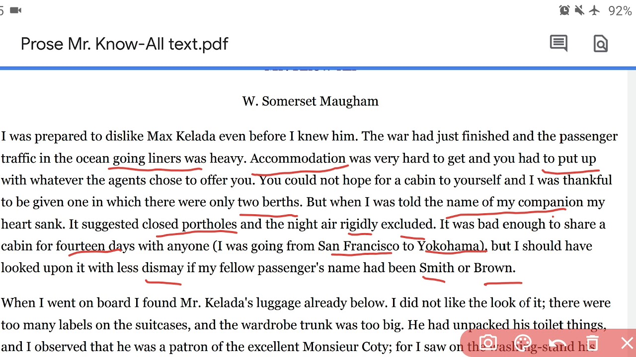 Prose: Mr-Know all: Part-1