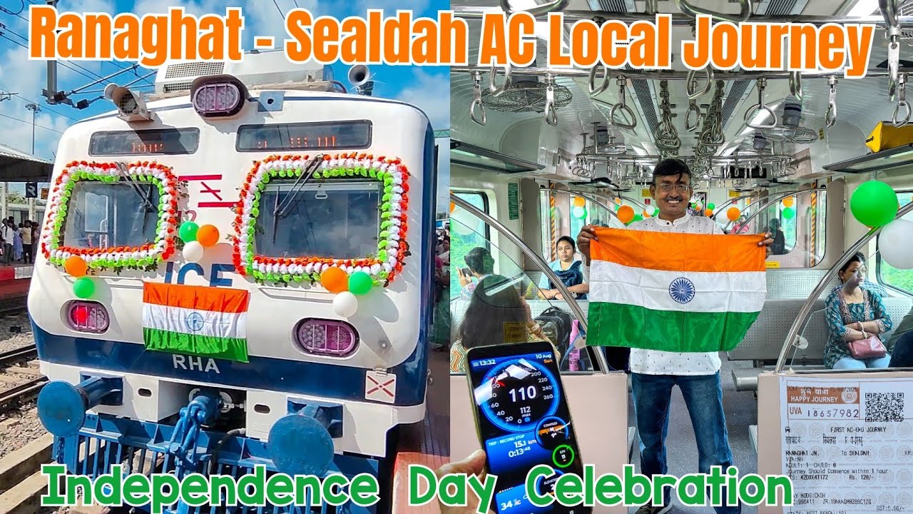 Beautifully Decorated Ranaghat Sealdah AC EMU Local End to End Journey | Independence Day Special 🇮🇳