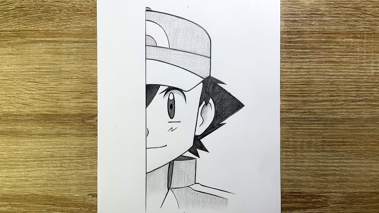 How to Draw Ash Ketchum Step by Step | Easy Ash (Pokémon) Drawing Tutorial for Beginners