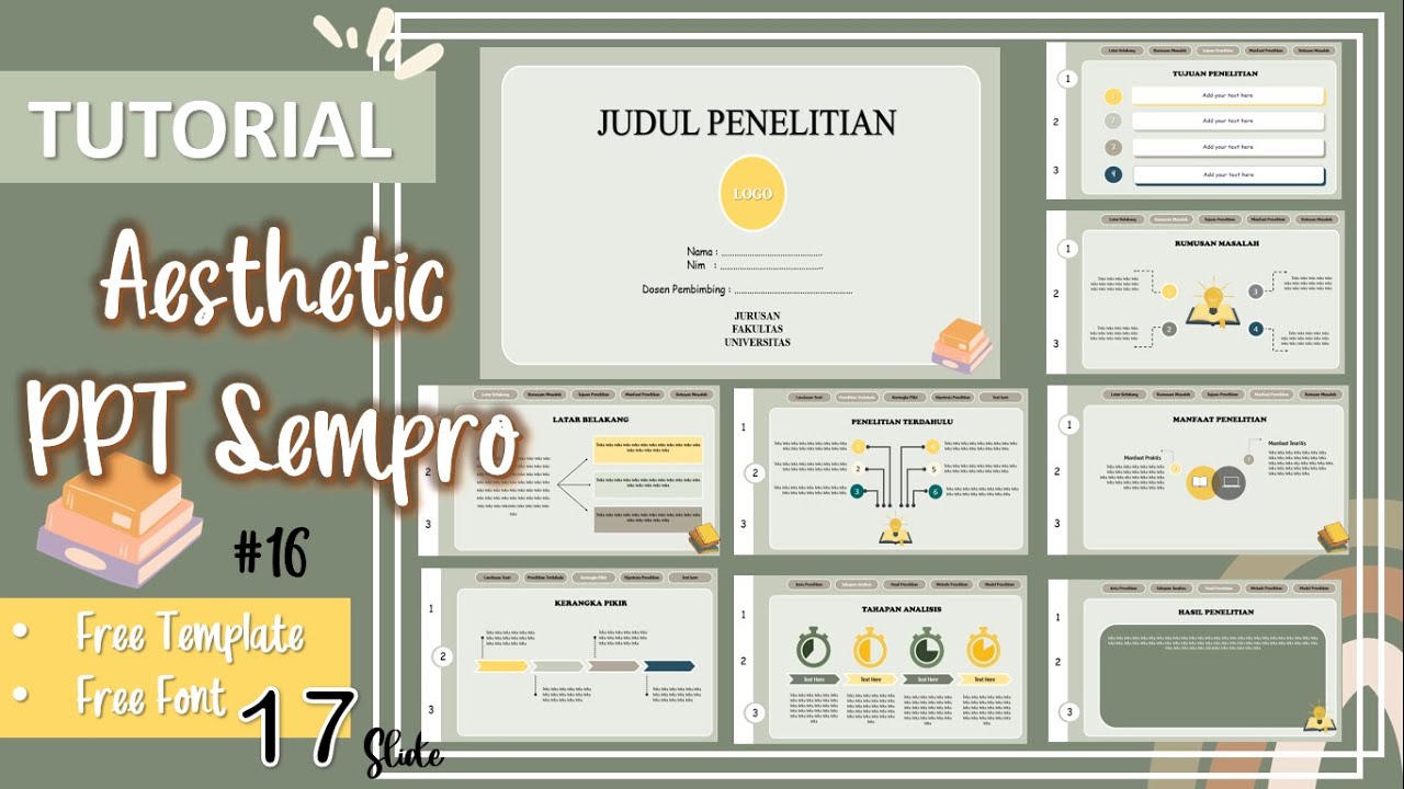 Membuat PPT Sidang Sempro Aesthetic #16 | PPT Sempro | Template ppt sidang aesthetic