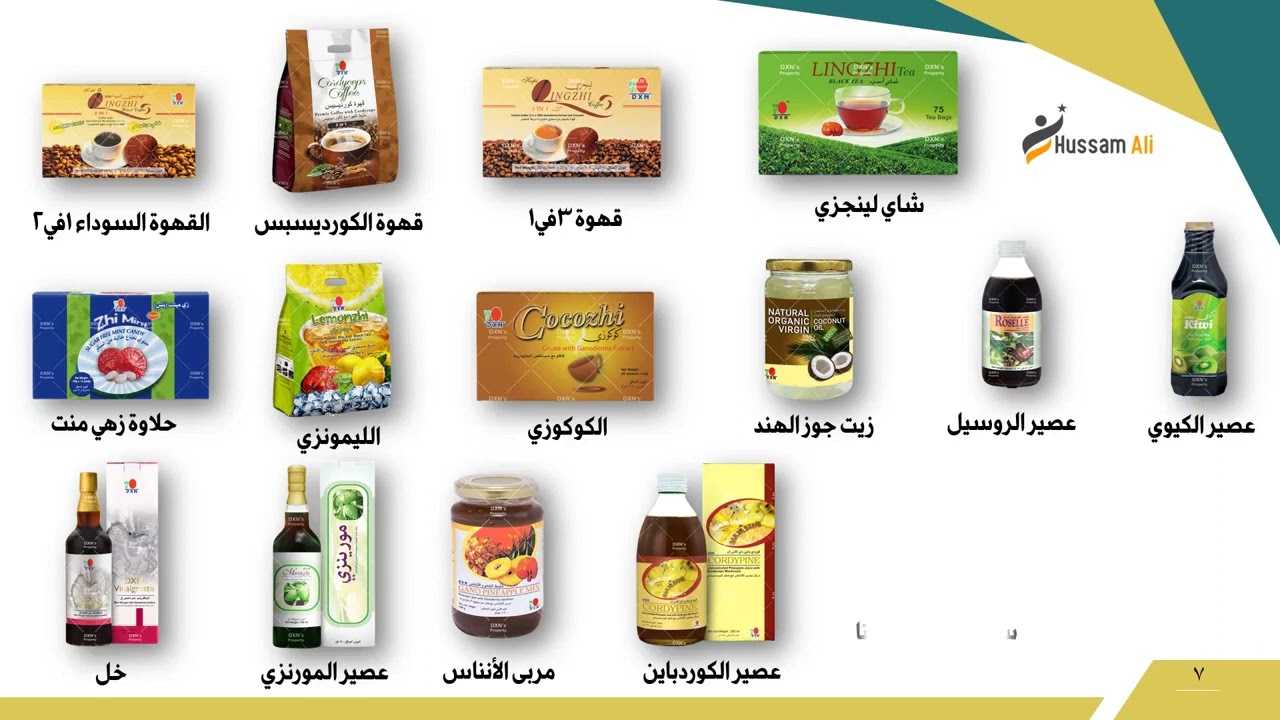 أصناف منتجات شركة DXN الماليزية العالمية للمهندس حسام علي