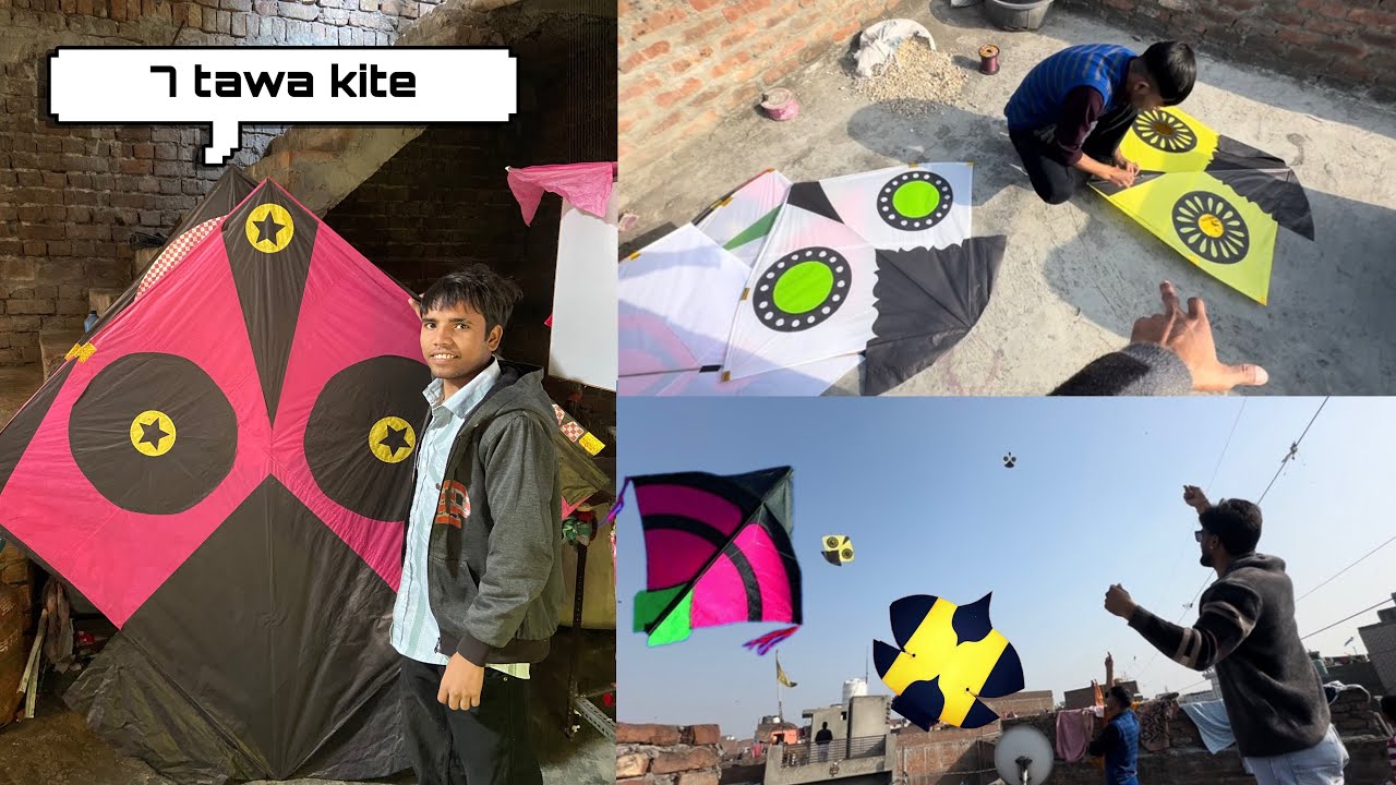 Kite Testing | flying big kite = PAKISTANI DESIGN * 7 TAWA | 3 TAWA 