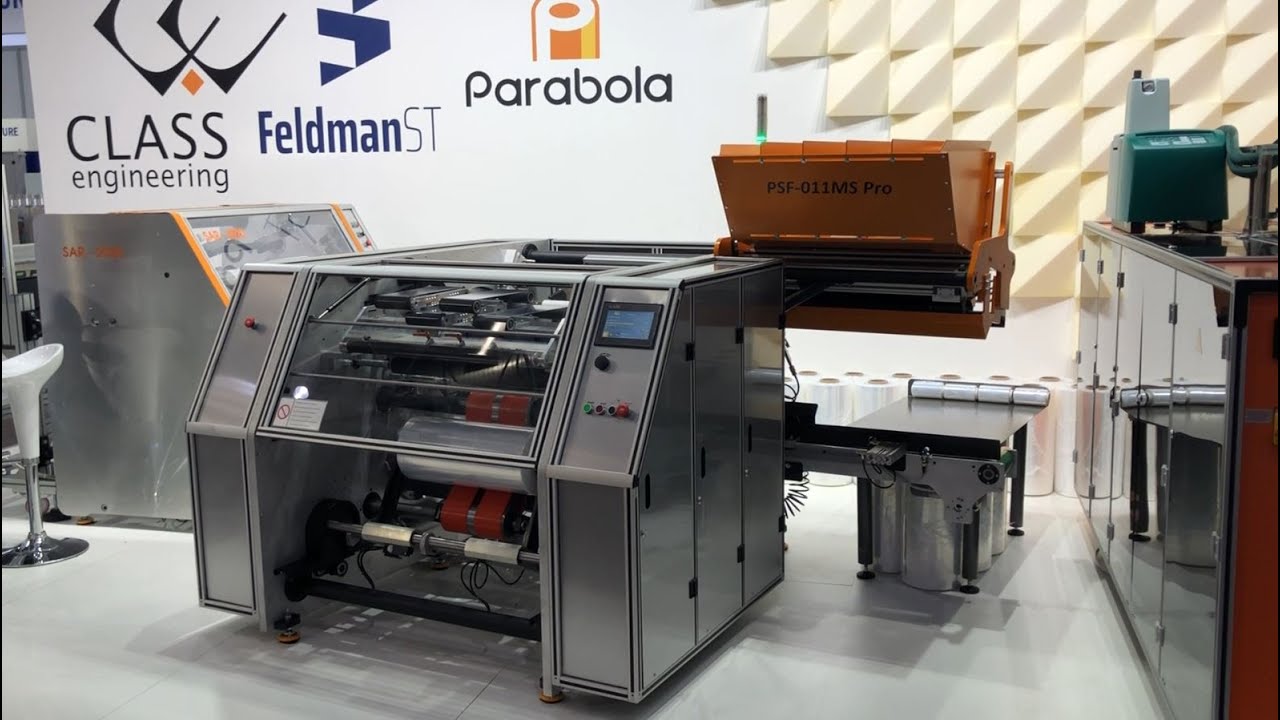 Stretch film slitter rewinder for mini rolls - fully automated technology