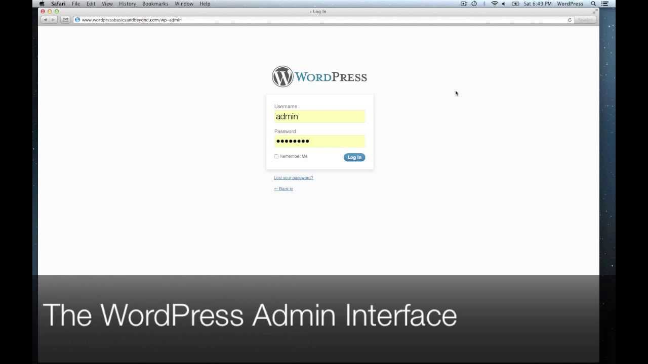 WordPress Admin Interface