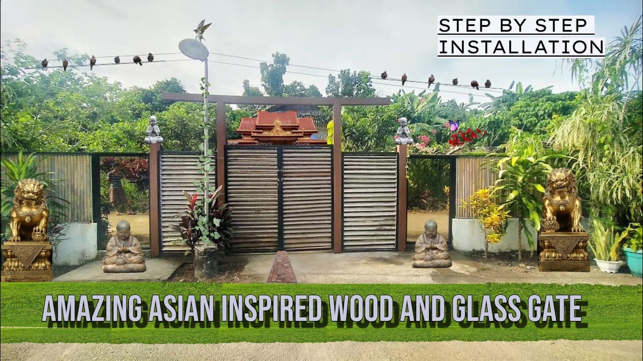 AMAZING ASIAN INSPIRED WOOD AND GLASS UNIQUE GATE DESIGN | STEP BY STEP | NOYDLSTV