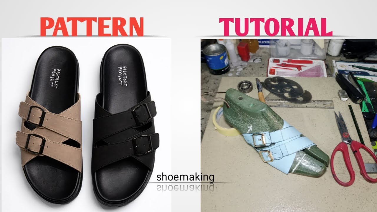 How to make pattern for this unique slide slippers #diy #shoemaking #beginners 