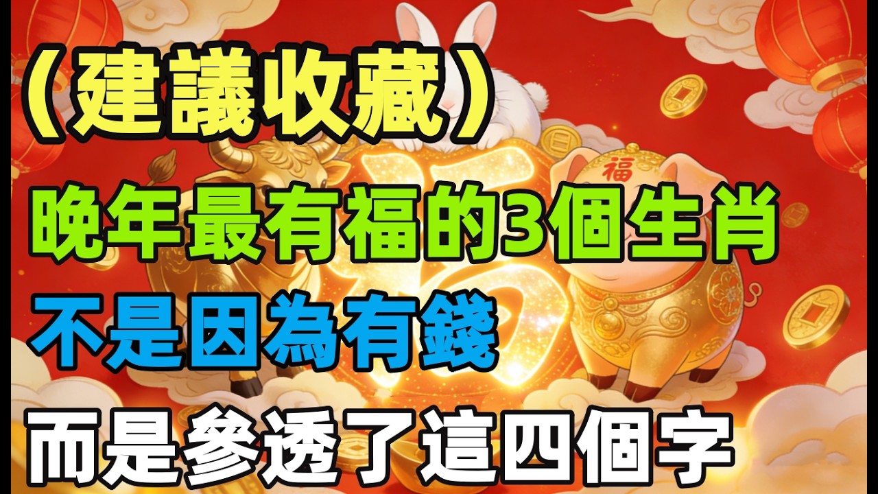 （建議收藏）晚年最有福的3個生肖，不是因為有錢，而是參透了這四個字！