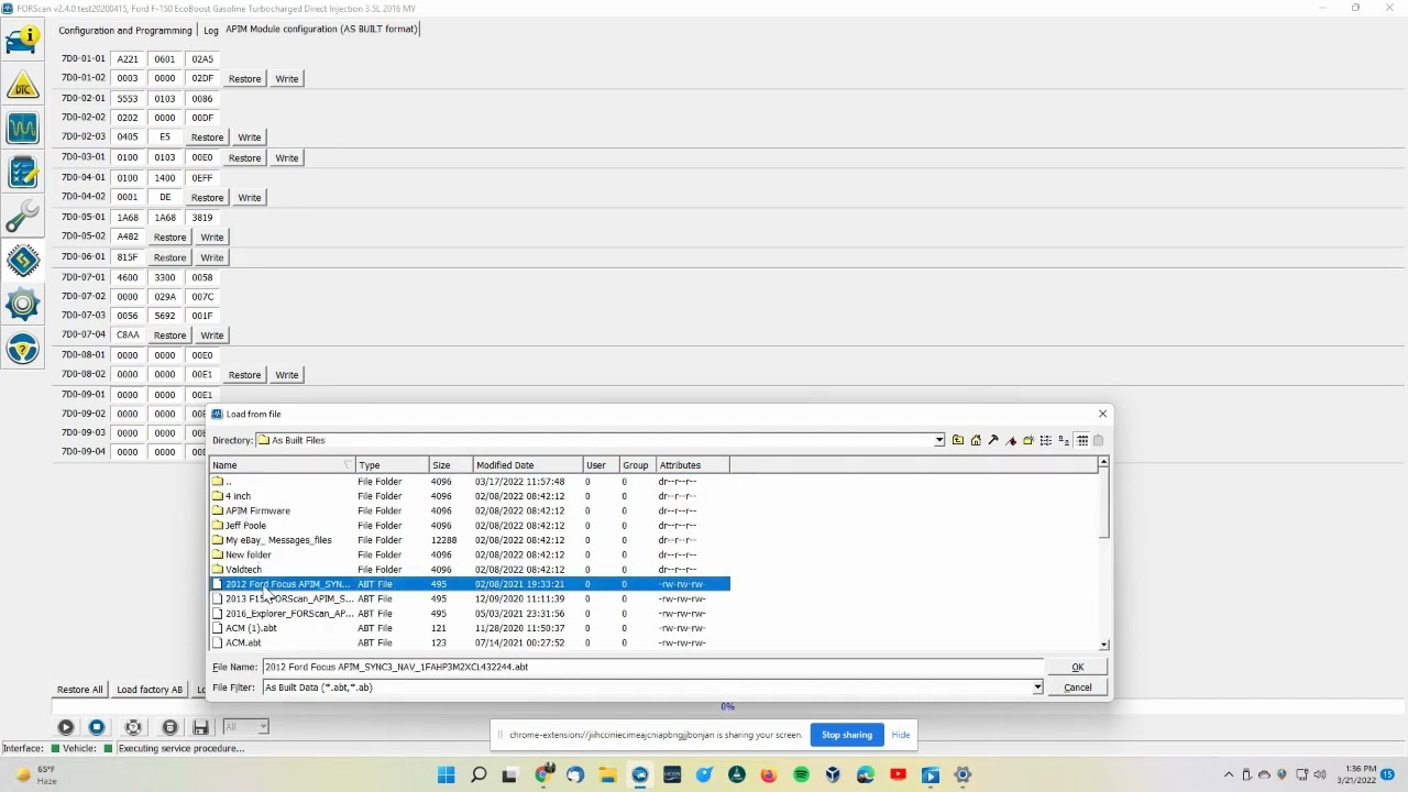 How to load a full APIM as Built in FORSCAN