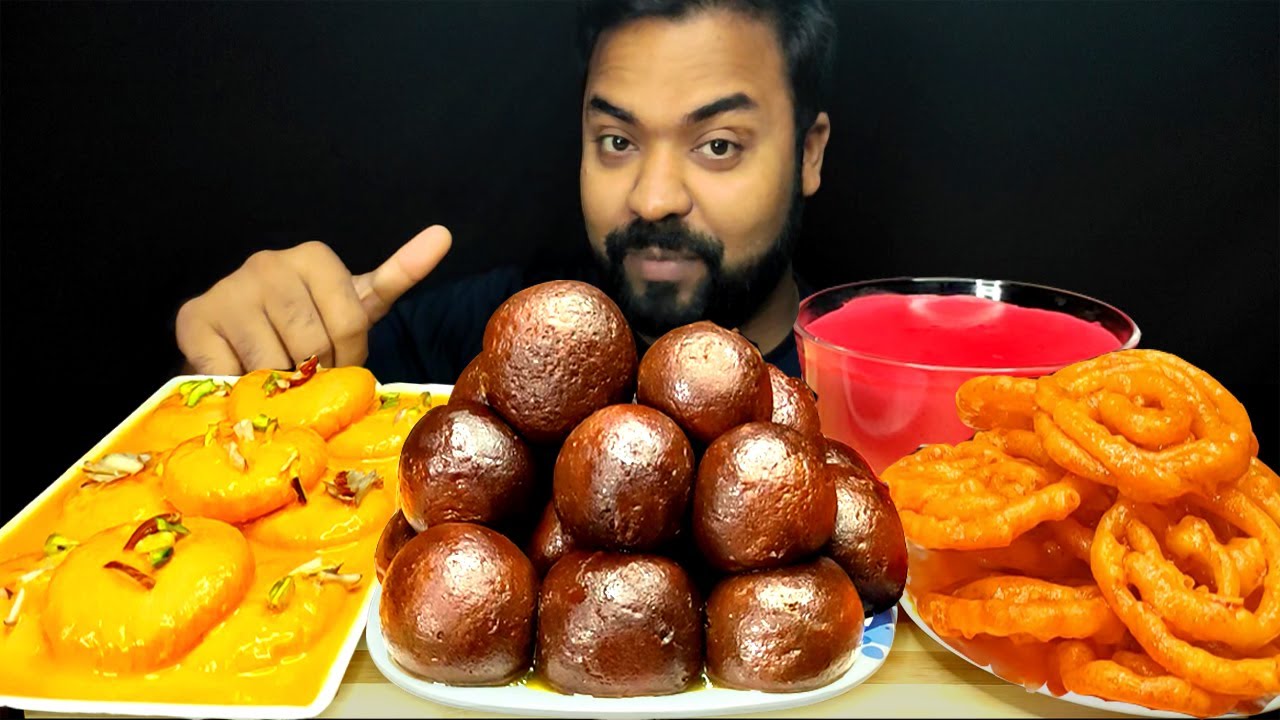 DESSERTS!! GULAB JAMUN, MALAI CHOP, RESHMI JALEBI, MILK PUDDING MUKBANG ASMR| BIG BITES| #LiveToEATT
