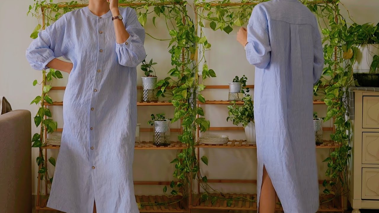 DIY Retro Women Loose Blouse Linen Dress