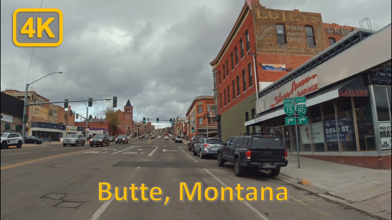 Driving in Downtown Butte, Montana - 4K60fps