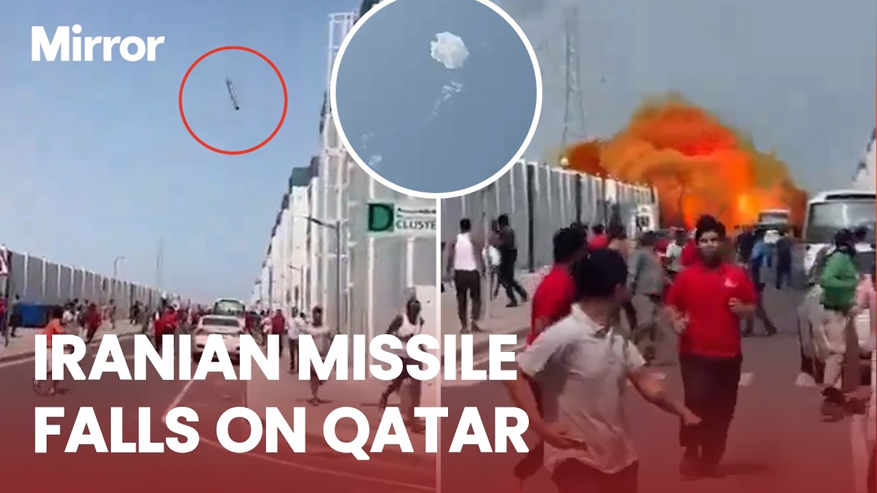Iranian MISSILE falls onto streets of Qatar after being intercepted in the sky