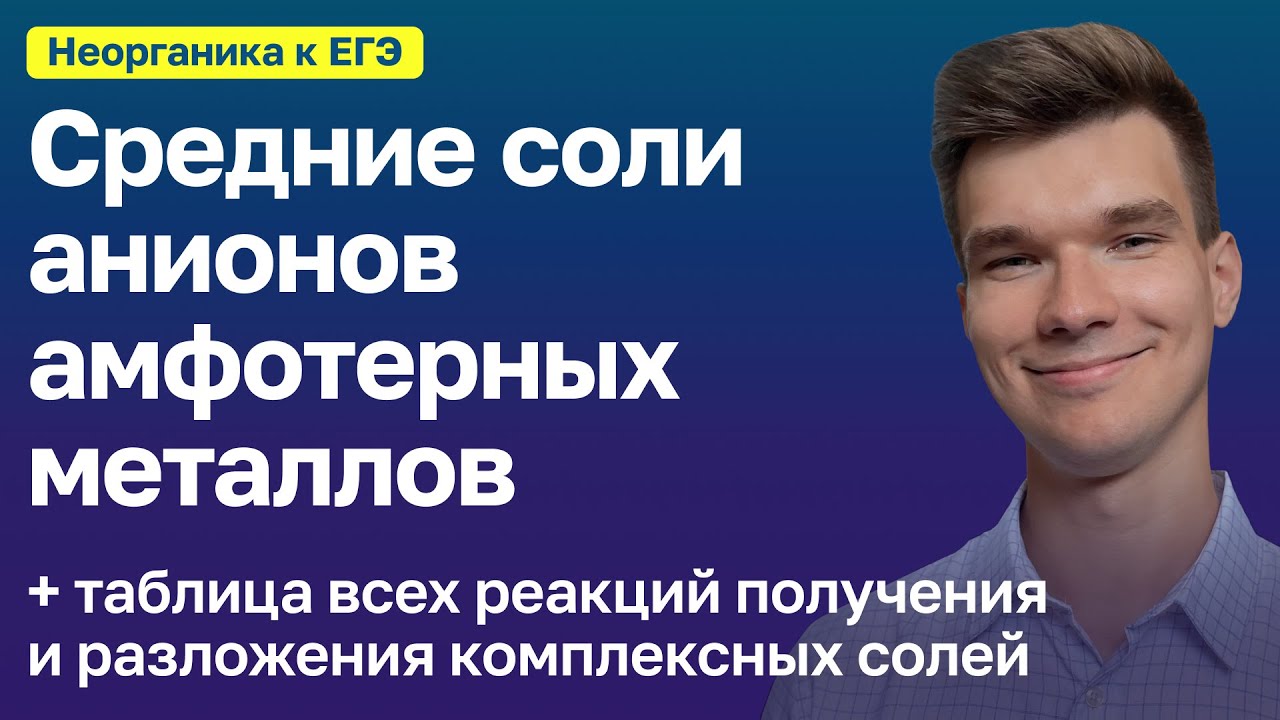2.30. Средние соли анионов амфотерных металлов | Неорганика к ЕГЭ | Георгий Мишуровский