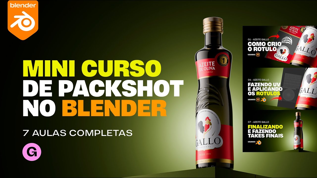 Mini Curso de Packshot no Blender 3D - Azeite Gallo