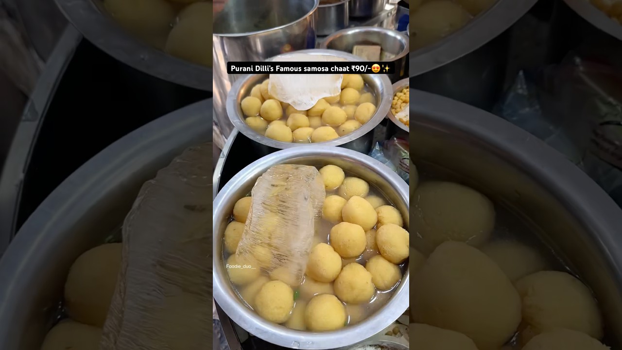 SAMOSA CHAAT ₹90/-😍✨| Purani dilli ka swad #chaat #shorts #indianstreetfood