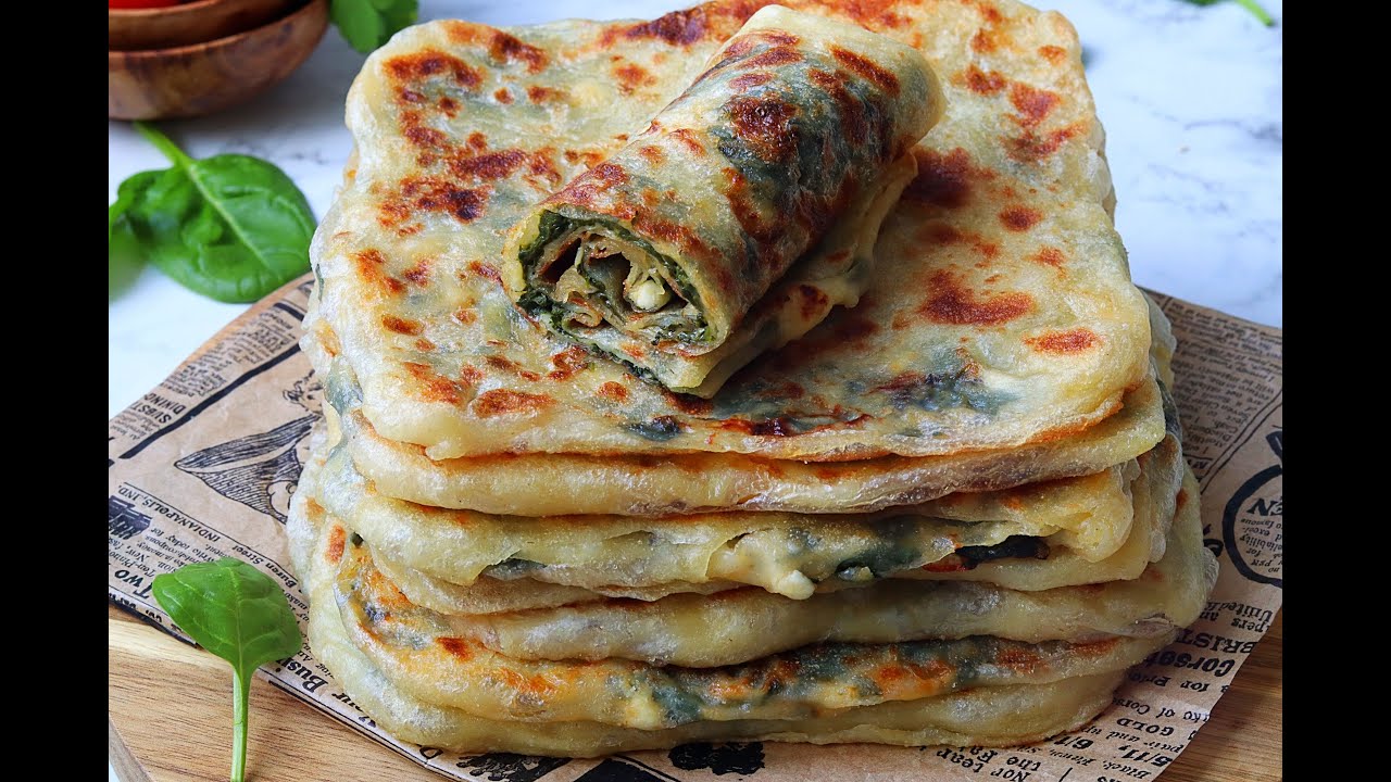 Mssemen aux épinards et feta / مسمن بالسبانخ و الجبن / spinach and feta mssemen