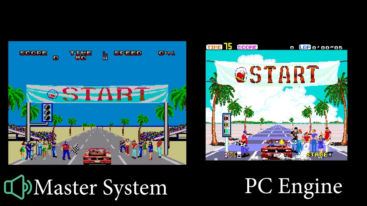 Out Run Port Comparison - Sega Master System vs. PC Engine / TurboGrafx 16