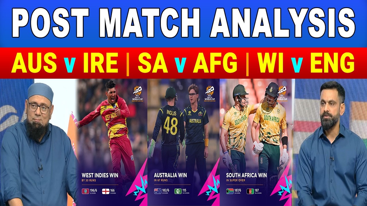 Post Match Analysis | AUS vs IRE | SA vs AFG | WI vs ENG | Hafeez & Saqlain Analysis