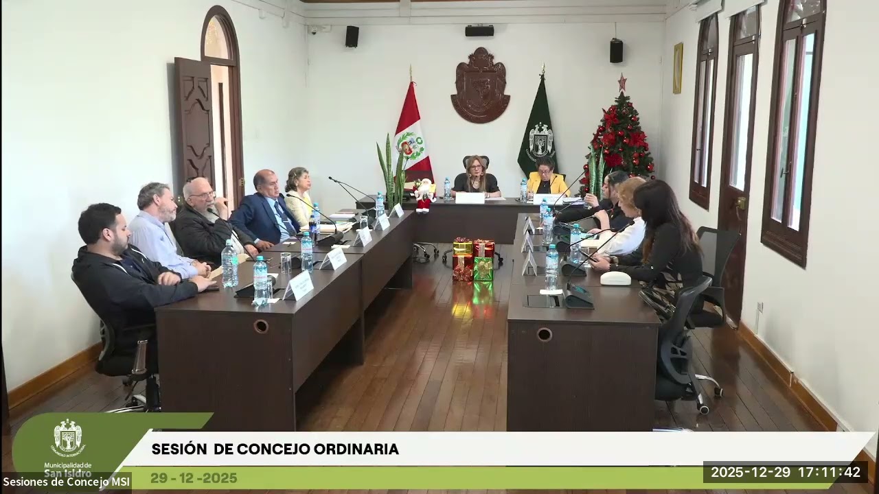 Sesión ordinaria de concejo 29.12.2025  Municipalidad de San Isidro