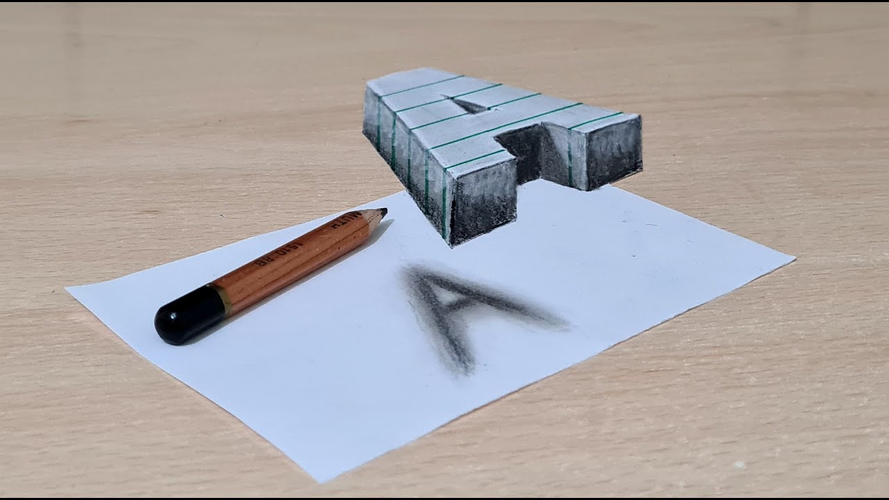 3d drawing on paper for beginners 3d a letter
