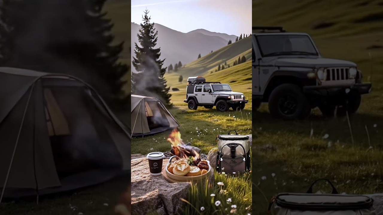 Mountain Morning Bliss: Jeep, Campfire & Breakfast Escape #asmr #nature #campfiremagic #campingvibes
