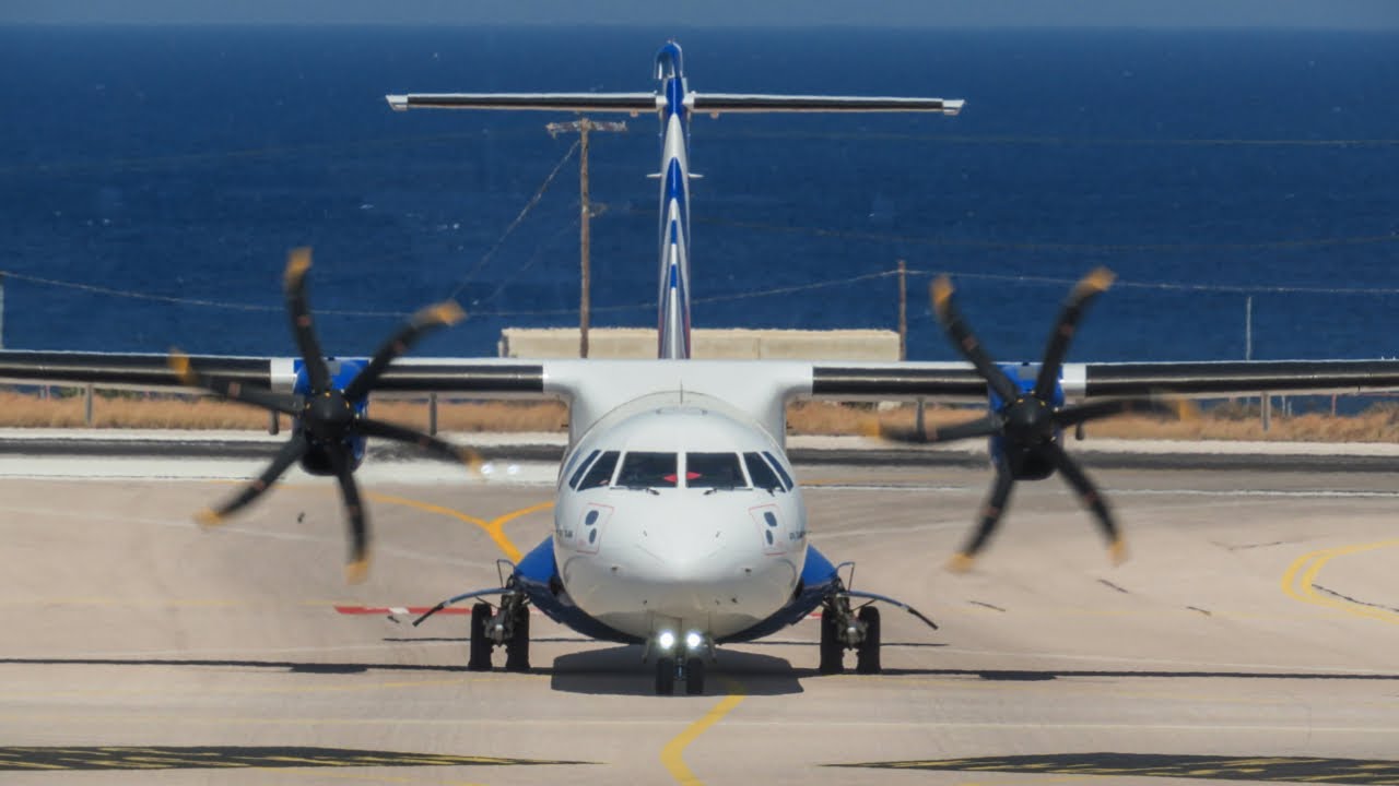 *My first flight on the ATR plane !* Sky Express new ATR 72-600 | Santorini (JTR) - Athens (ATH)