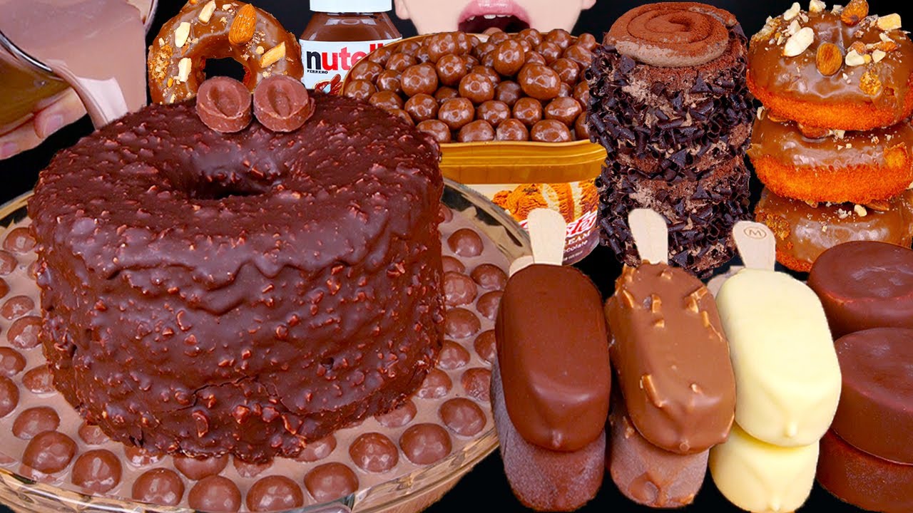 ASMR MALTESERS CHOCOLATE CAKE STARBUCKS MAGNUM ICE CREAM NUTELLA DESSERT MUKBANG 먹방咀嚼音 EATING SOUNDS