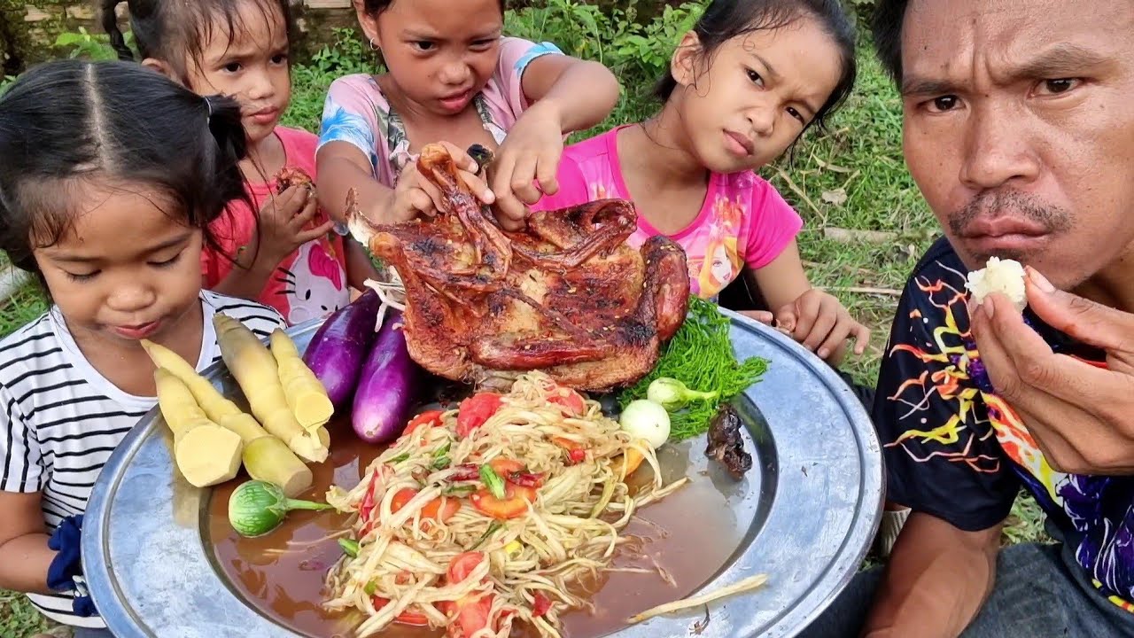 ປີ້ງເປັດຕຳຫມາກຫຸ່ງແຊບໆ ย่างเป็ดตำบักหุ่ง - ບົວໄລ,บัวไล