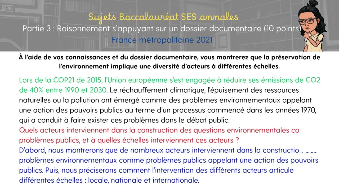 Sujet bac SES - Partie 3 épreuve composée corrigée - Action publique environnement (sujet 1)