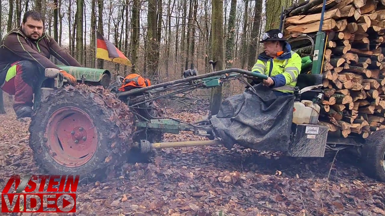 Holder ED2 10 PS 2 Takt Diesel mit 13t Thor Holzspalter  und 3T Tandemachsanhänger ( Einachser )