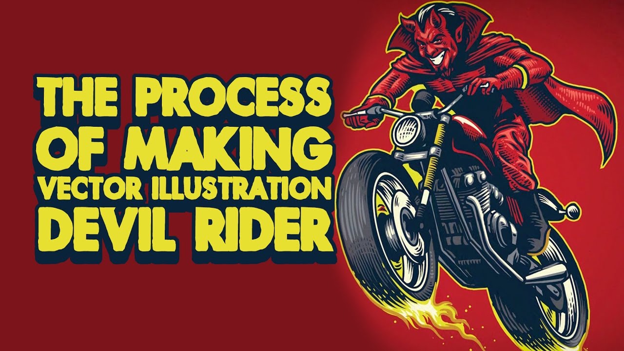 Timelapse the process of making vector illustration Devil Rider
