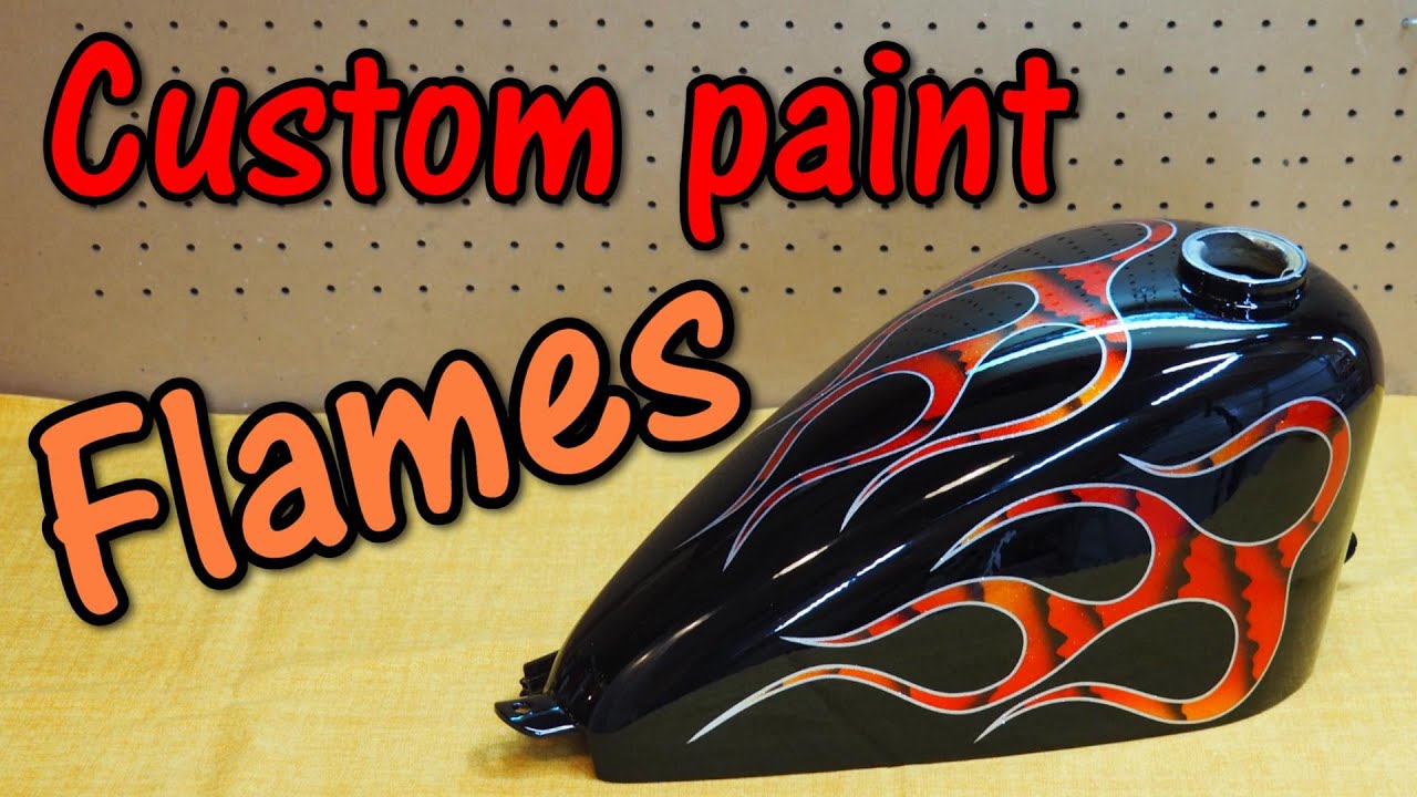 【Custom Paint】I painted the narow sportster tank for shovel on candy orange & red flames.