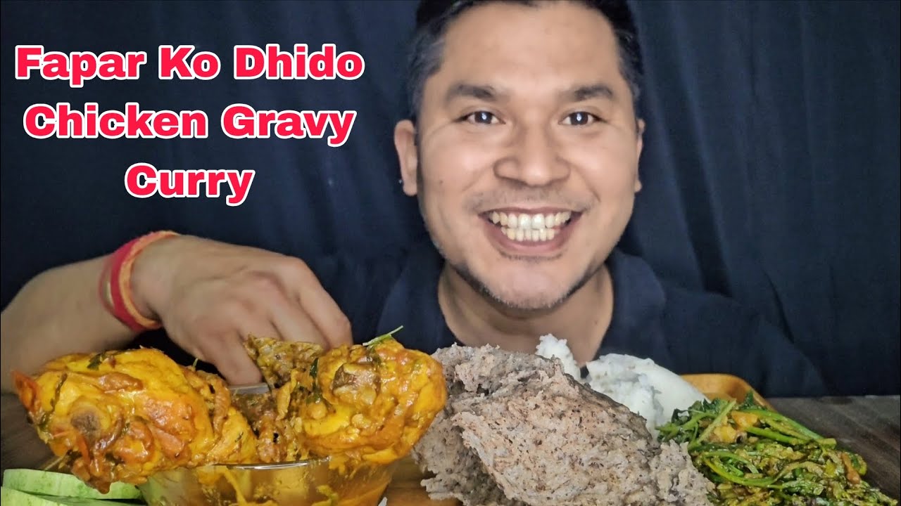 Viral Fapar ko Dhido Chicken Gravy Curry Nepali Mukbang | Foodieajaya | Nepali Eating Show 