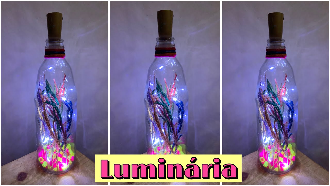 IDEIAS COM GARRAFA DE VIDRO | LUMINÁRIA FEITA COM GARRFA DE VIDRO.