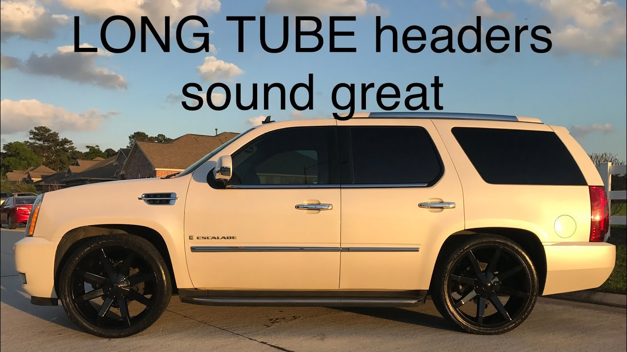My Cadillac Escalade LONG TUBE headers doing a burn out !!! KOOKs Long Tubes