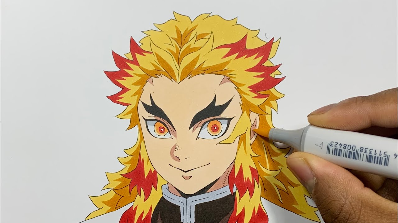 How to Draw Kyojuro Rengoku Easy - Demon Slayer (Kimetsu no Yaiba / 鬼滅の刃 )