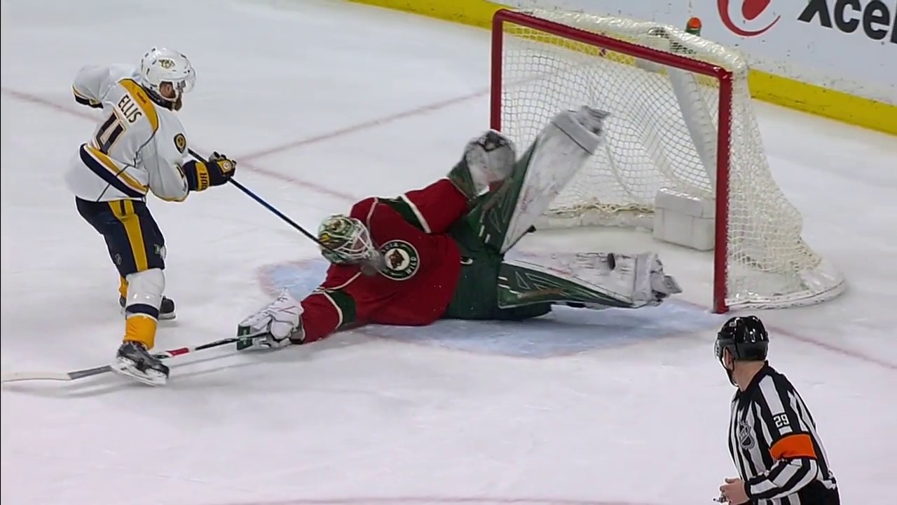 Dubnyk stacks pads on Ellis looking for short-handed goal