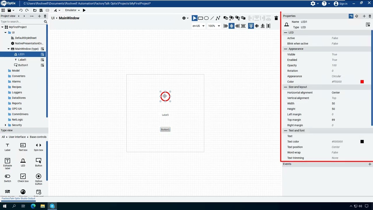 FactoryTalk&reg; Optix&trade; Getting Started - My First Screen
