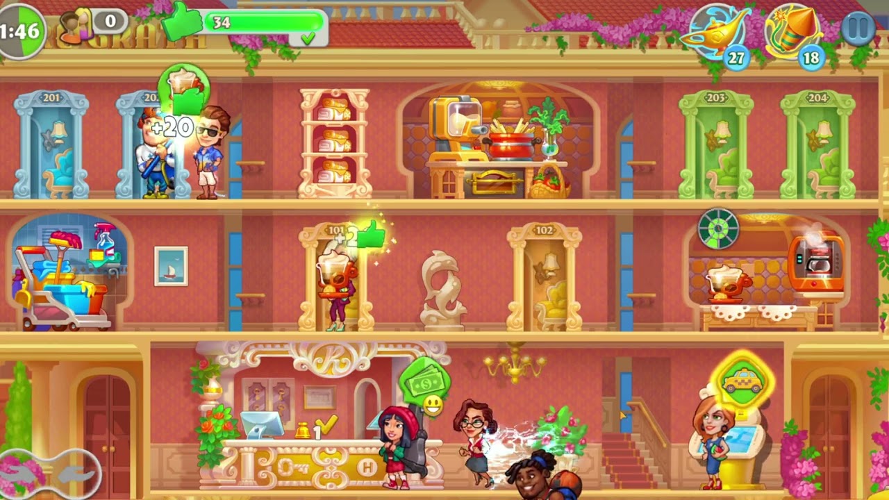 Grand Hotel Mania - Hotel games  - Management - Regrata  Level 36 Max All Upgrade Gameplay
