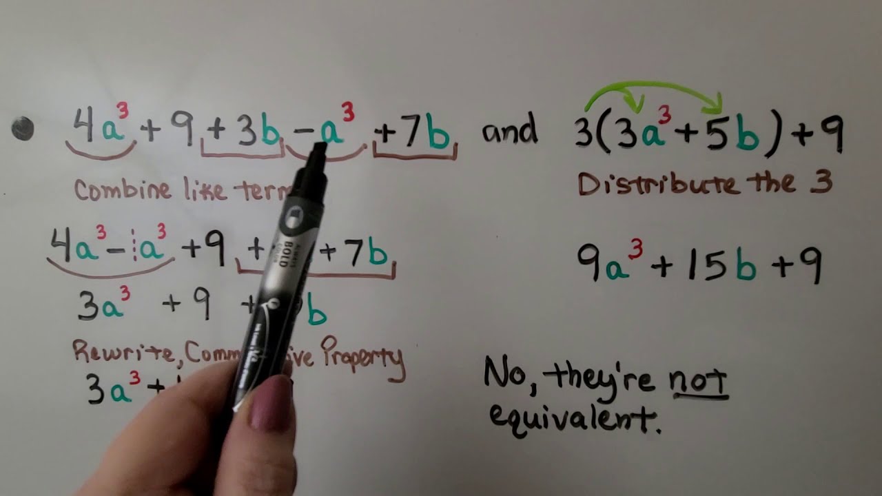 6th Grade Math 10.3g, Equivalent Expressions, Simplifying to Determine Equivalence