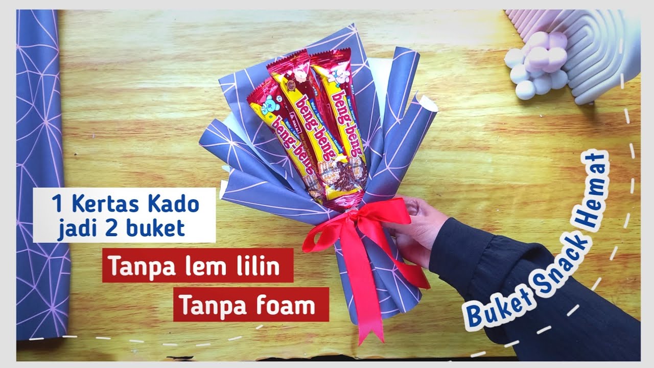 Buket Snack dari Setengah Kertas Kado || Buket Beng beng Low budget