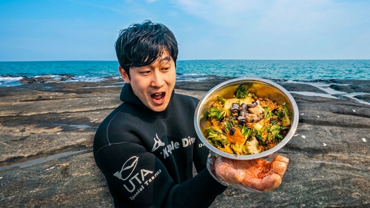 전복 채취는 불법일까? 청정 바닷속에서 잡은 해산물로 봄동 비빔밥 섭취 후 밤바다에 들어가 피문어와 돌삼치를 사냥해서 먹어보자!