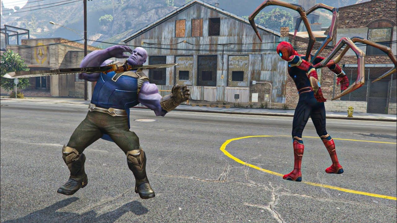 THANOS vs SPIDER-MAN FOUR LEGS in GTA 5 💥 Infinity Gauntlet vs Mutant Spider Battle