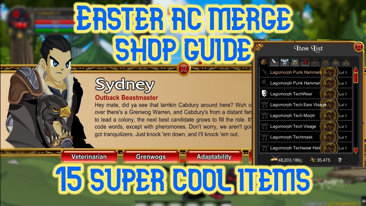AC Tagged Merge Shops Guide + Speed Farm - Episode #3 - GrenwogWarren / Syndey  - AQW - Seasonal
